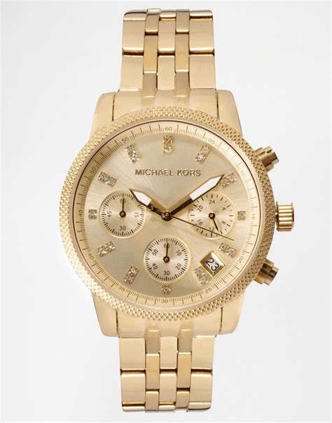 asos michael kors uhr|Michael Kors Ritz Glitz Gold Chronograph Watch MK5676 .